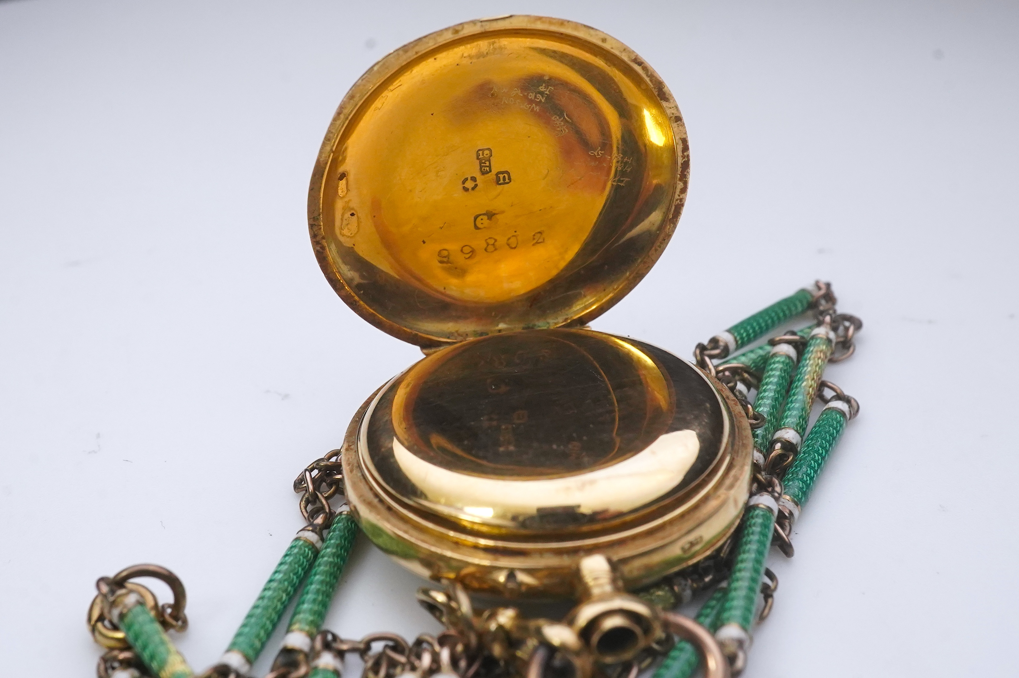 A gold and enamel fob watch, early 19th century